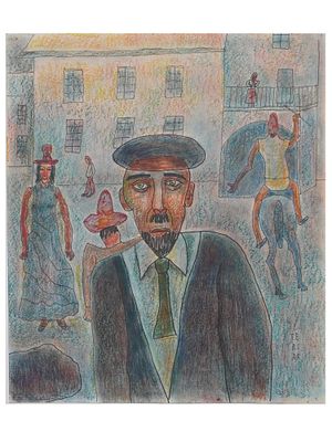 ARMENIAN COLOR PENCIL PAINTING BY YURI SARKISOV. Yuri Sarkisov, Armenian, American, born 1928 