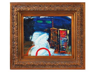 CONTEMPORARY AMERICAN ABSTRACT OIL PAINTING SIGNED. Oil on canvas painting. American, ca. 1990s 