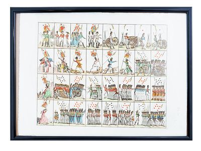 VINTAGE WAR 1812 PLAYING CARDS DESIGN PAINTING. A vintage painting on paper with a design of 