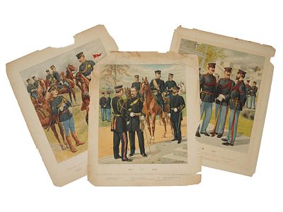 ANTIQUE AMERICAN LITHOGRAPHS BY HENRY OGDEN MILITARY. Three antique colored lithographs by Henry 
