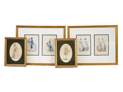 ANTIQUE 19TH C FRENCH FASHION COLOR LITHOGRAPHS. A lot of antique 19th-century French color 