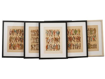 GERMAN CHROMOLITHOGRAPHS BY FRIEDRICH HOTTENROTH. A collection of 6 antique German 