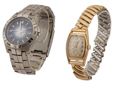 Наручные часы BULOVA и FOSSIL AM3996 из нержавеющей стали. Лот из двух наручных часов из 