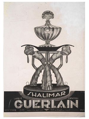 ВИНТАЖНЫЙ РЕКЛАМНЫЙ ПОСТЕР ДУХОВ GUERLAIN SHALIMAR. Винтажный постер Guerlain на холсте 