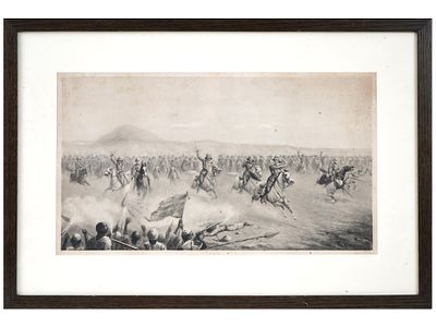ЛИТОГРАФИЯ XIX ВЕКА С ИЗОБРАЖЕНИЕМ БРИТАНСКОЙ КОЛОНИАЛЬНОЙ ВОЙНЫ. Антикварная литография XIX 