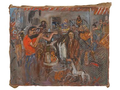 НАТТА КОНЫШЕВА РУССКАЯ КАРТИНА &laquo;БЛОШИНЫЙ РЫНОК&raquo; 1995 Г. Натта Конышева, русская, 1935–2022 