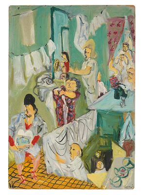 РУССКАЯ СОВЕТСКАЯ ЖИВОПИСЬ МАСЛОМ НАТТЫ КОНЫШЕВОЙ 1973. Винтажная жанровая картина маслом на 