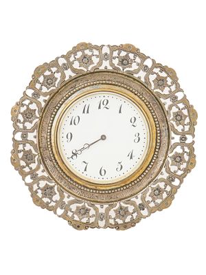 ФРАНЦУЗСКИЕ ЛАТУННЫЕ ЧАСЫ С ПЛАТФОРМЕННЫМ СПУСКОМ, 19 ВЕК. Викторианские латунные часы-стойка 