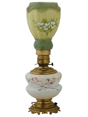 ХУДОЖЕСТВЕННАЯ СТЕКЛЯННАЯ ЛАМПА С РУЧНОЙ РОСПИСЬЮ ЦВЕТОВ В ЕВРОПЕЙСКОМ СТИЛЕ. Стеклянная лампа в 