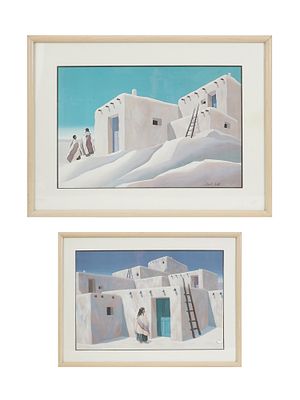 PAIR OF AMERICAN PRINTS BY DEBORAH HIATT. Deborah Hiatt, American, 1953 to 2013, pair of limited 