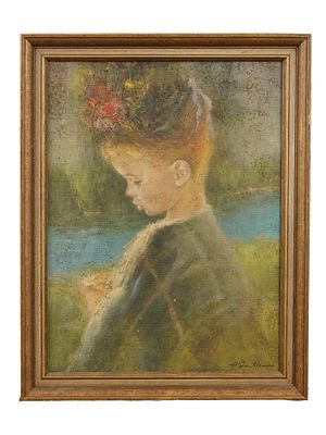 VINTAGE TEXTURED PRINT ON CANVAS BY ARMANDO GENTILINI. A vintage textured print on canvas on 