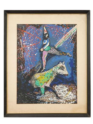 MARC CHAGALL RUSSIAN FRENCH COLOR LITHOGRAPH. Marc Chagall, Russian, French, 1887 to 1985, a 