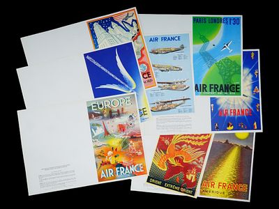 MUSEUM OF AIR FRANCE COLOR POSTERS COLLECTION. A lot of 8 color posters issued by Musee Air 