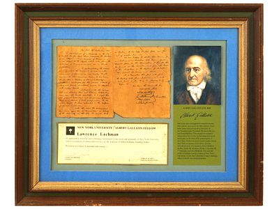 NY UNIVERSITY A GALLATIN FELLOW AWARD F L LACHMAN. A vintage New York University Albert Gallatin 