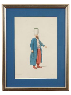 ANTIQUE COLORED ENGRAVING AFTER OCTAVIAN DALVIMART. An antique colored lithograph on paper from 