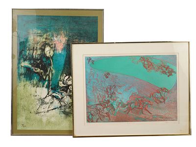 HOI LEBADANG AND HECTOR SAUNIER LTD ED PRINTS. A lot of two color prints on paper. First. Hoi 