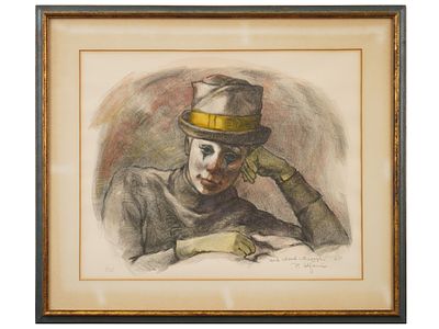 PHILIPPE ALFIERI CLOWN PORTRAIT COLOR LITHOGRAPH. Philippe Alfieri, American-Italian, 1921 to 