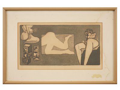 LIMITED EDITION FEMALE NUDE ENGRAVING SIGNED MURANTE. Engraving on paper. Abstract composition 