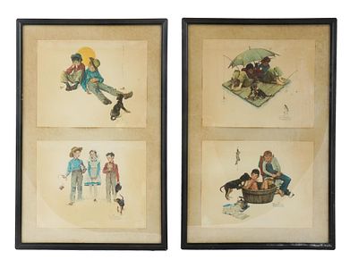 AMERICAN PRINTS OF CHILDREN BY NORMAN ROCKWELL. A lot of four vintage prints by American 