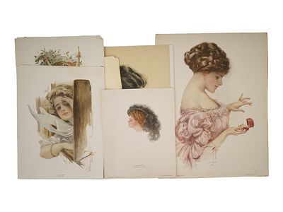 6 ANTIQUE AMERICAN PRINTS BY HARRISON FISHER. A lot of 6 antique American prints by Harrison 