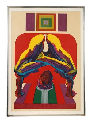 AMERICAN COLOR LITHOGRAPH ATTR WILLIAM KOHN 1967. A vintage American limited edition color 