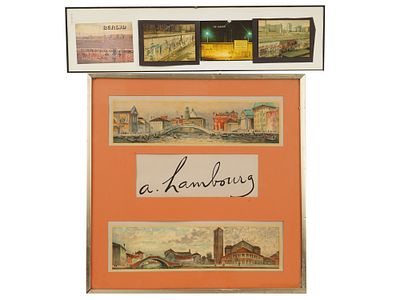 BERLIN WALL POSTCARDS ANDRE HAMBOURG LITHOGRAPHS. A group of four vintage Berlin Wall postcards 