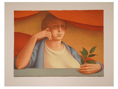GEORGE TOOKER AMERICAN FEMALE PORTRAIT LTD ED LITHOGRAPH. George Tooker, American, 1920 to 2011 