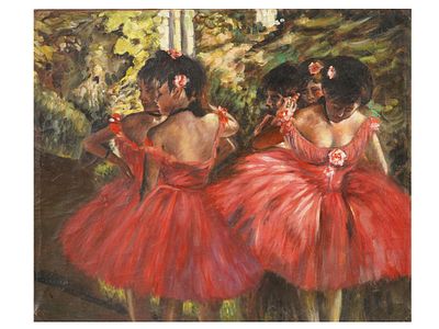 AFTER EDGAR DEGAS FRENCH IMPRESSIONIST OIL PAINTING. Oil painting on canvas. After the 1876 