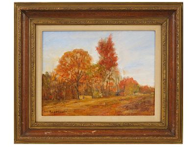 AMERICAN PAINTING SIGNED ABRAHAM BOGDANOVE. An American Impressionist landscape painting signed 