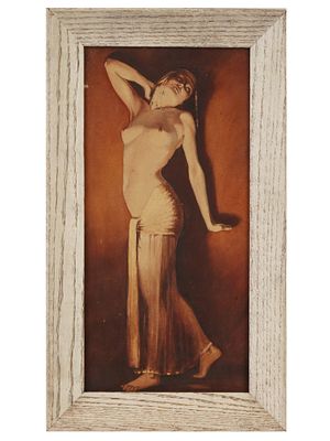 MID CENTURY PAINTING BURLESQUE DANCER BY ZOOK. A mid-century painting titled Burlesque Dancer by 