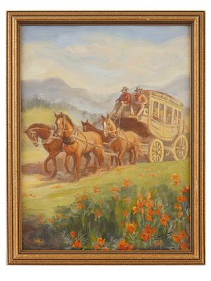 RURAL GOUACHE PAINTING SIGNED BURKHOLDER RICHTER. A gouache painting on paper depicting a rural 