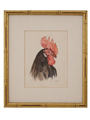 ROOSTER WATERCOLOR INK PAINTING BY RADKA KOEVA EHLINGER. Radka Koeva Ehlinger, Bulgarian, French 