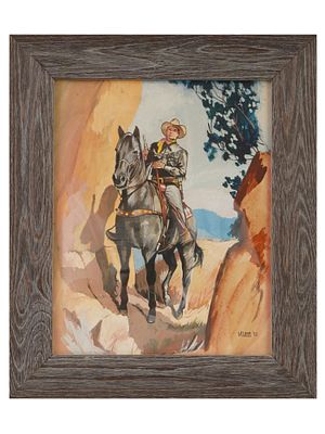 AMERICAN ILLUSTRATION ACRYLIC PAINTING SIGNED BY ARTIST. An American illustration acrylic 
