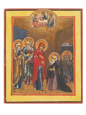 АНТИКВАРНАЯ РУССКАЯ ИКОНА XIX В. СЕРГИЙ РАДОНЕЖСКИЙ. Антикварная русская православная икона XIX 