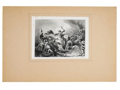 АНГЛИЙСКАЯ БОЕВАЯ ГРАВЮРА ПОСЛЕ ФИЛИППА ЛУТЕРБУРГА. Английская гравюра на бумаге &laquo;Битва при 
