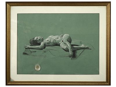 AMERICAN NUDE MIXED MEDIA PAINTING BY ROBERT G BOWEN. Robert G. Bowen, Jr., a Modern American 