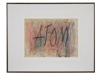 CY TWOMBLY MANNER ABSTRACT MIXED MEDIA PAINTING FRAMED. A Contemporary American School mixed 
