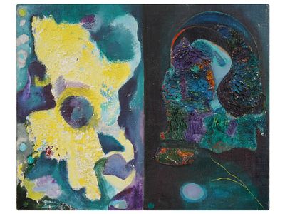 MODERNIST CONCEPTUAL MIXED MEDIA PAINTING BY ANIA PARIE. Ania Parie, Russian, Canadian artist, a 