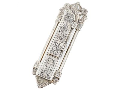 ISRAELI BEN ZION STERLING SILVER FILIGREE MEZUZAH CASE. A sterling silver mezuzah case, crafted 