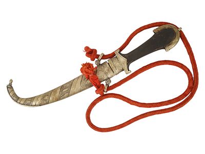 АНТИКВАРНЫЙ ТУРЕЦКИЙ НОЖ ОСМАНСКОЙ ИМПЕРИИ С НОЖНАМИ И КРАСНЫМ ШНУРОМ. Антикварный турецкий нож 