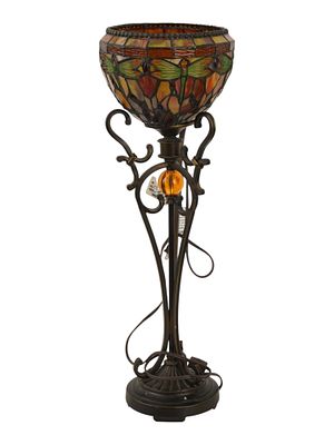 НАСТОЛЬНАЯ ЛАМПА В СТИЛЕ АР-НУВО DALE TIFFANY 'BRIAR DRAGONFLY'. Винтажная настольная лампа в 