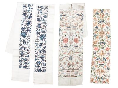 SIX ANTIQUE CHINESE EMBROIDERY PANELS. Six vintage Chinese stitch panels with a beautiful 