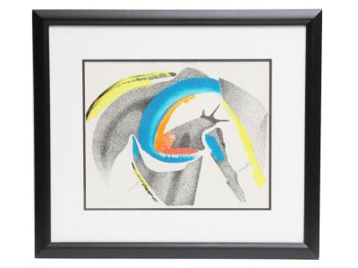 AN ABSTRACT PAINTING BY PRUDENCIO LAMARROZA. An abstract painting by Prudencio Lamarroza 