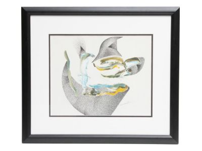 AN ABSTRACT PAINTING BY PRUDENCIO LAMARROZA. An abstract painting by Prudencio Lamarroza 