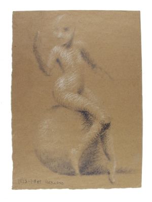 A PASTEL PEN PAINTING ON CRAFT PAPER BY SITNIKOV. A Vasily Sitnikov, Russian artist, 1915-1987 