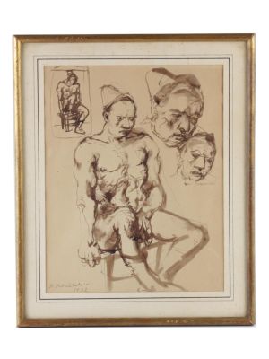 A RUSSIAN PAINTING INK ON PAPER BY TCHELITCHEW. A Pavel Tchelitchew, Russian artist, 1898-1957 