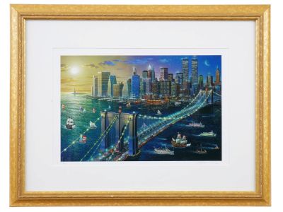BROOKLYN BRIDGE SERIO LITHOGRAPH BY CHEN ALEXANDER. Alexander Chen, Chinese, American, born 1952 