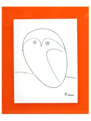 WORLD CLASSICS INC PRINT THE OWL AFTER PABLO PICASSO. A vintage 1970s print on plexiglass by 
