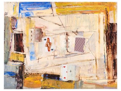 RUSSIAN COMPOSITION WITH CARDS VLADIMIR NEMUKHIN. Vladimir Nemukhin, Russian, 1925 to 2016 