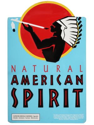 NATURAL AMERICAN SPIRIT CIGARETTE TOBACCO TIN SIGN. A vintage Natural American Spirit 